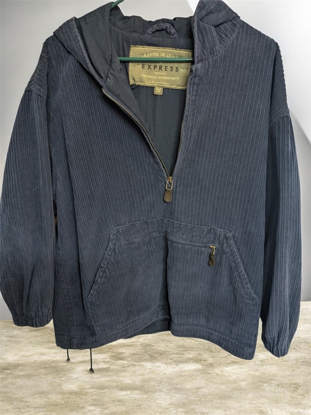 Express Women’s Navy Corduroy Half-Zip Hoodie